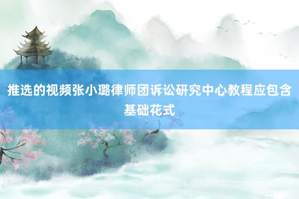 推选的视频张小璐律师团诉讼研究中心教程应包含基础花式